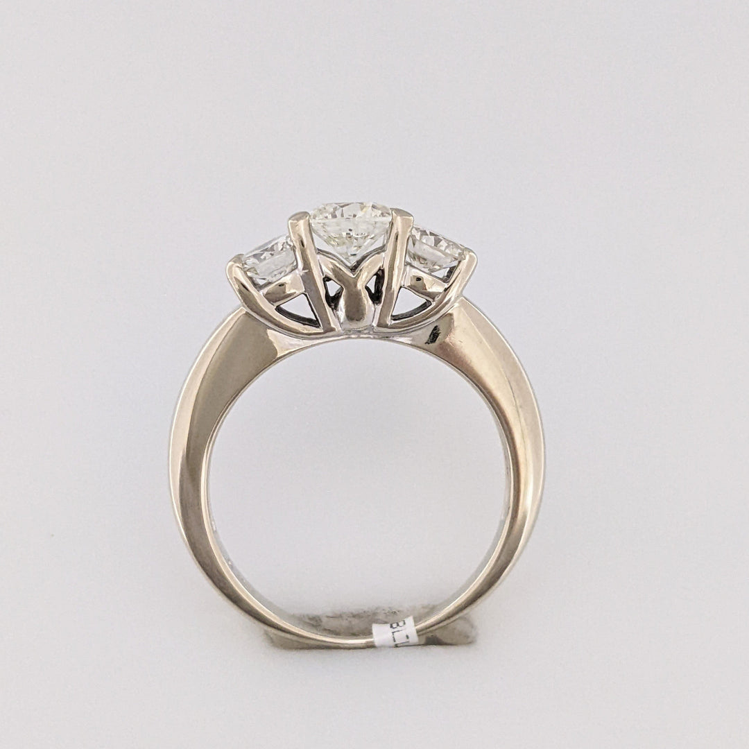 14K WHITE 1.01 CARAT TOTAL WEIGHT SI2 I DIAMOND ROUND (3) ESTATE TRINITY RING 3.9 GRAMS