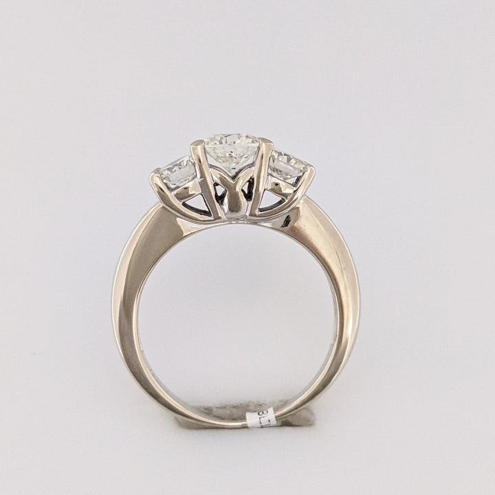 14K WHITE 1.01 CARAT TOTAL WEIGHT SI2 I DIAMOND ROUND (3) ESTATE TRINITY RING 3.9 GRAMS