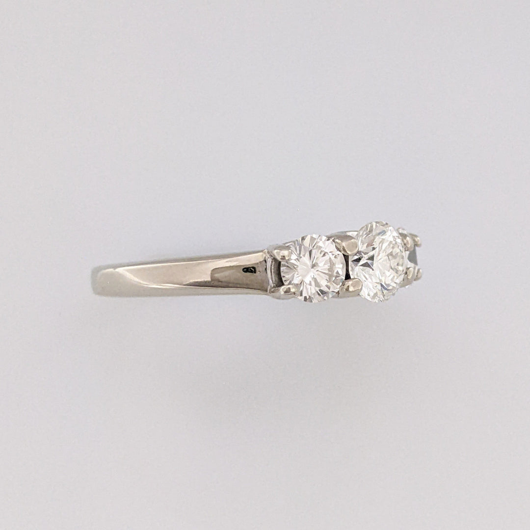 14K WHITE 1.01 CARAT TOTAL WEIGHT SI2 I DIAMOND ROUND (3) ESTATE TRINITY RING 3.9 GRAMS