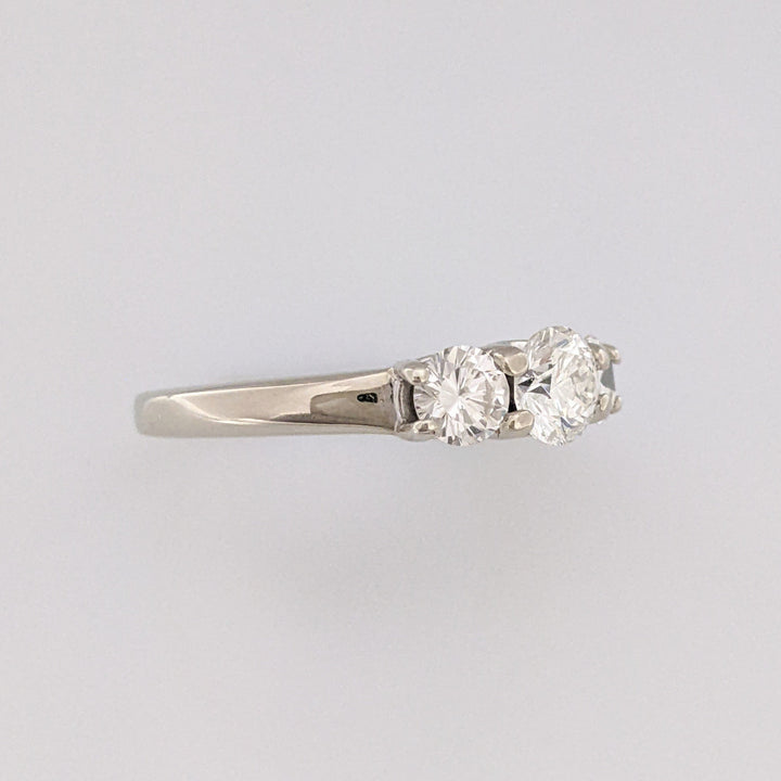 14K WHITE 1.01 CARAT TOTAL WEIGHT SI2 I DIAMOND ROUND (3) ESTATE TRINITY RING 3.9 GRAMS