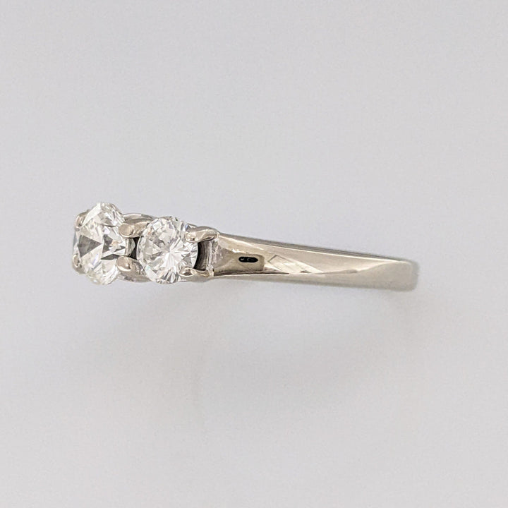 14K WHITE 1.01 CARAT TOTAL WEIGHT SI2 I DIAMOND ROUND (3) ESTATE TRINITY RING 3.9 GRAMS