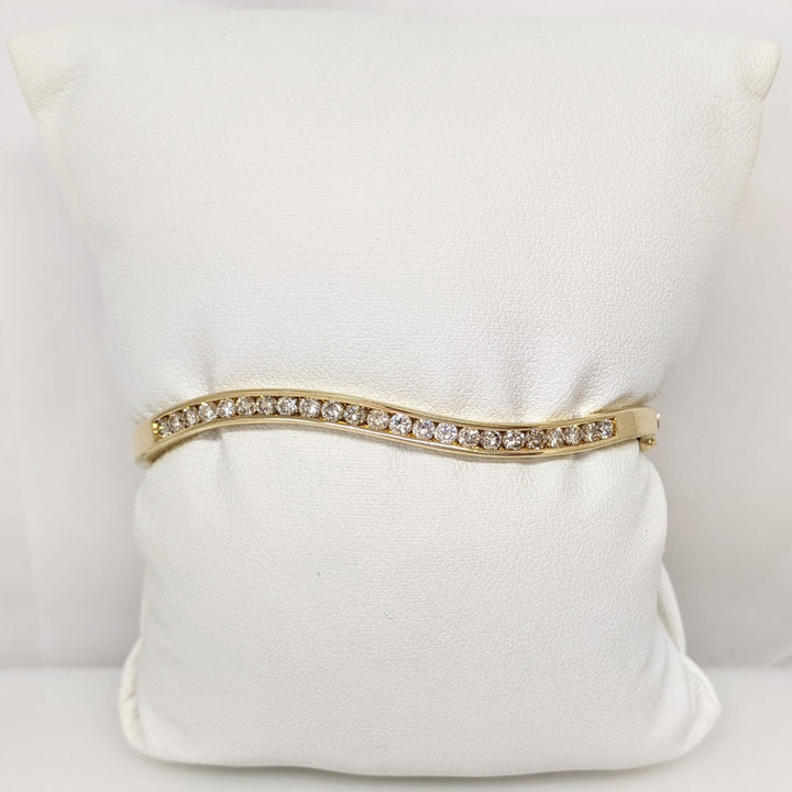 14K 1.04 CARAT TOTAL WEIGHT SI1-2 I-K DIAMOND ROUND (23) CHANNEL SET ESTATE BANGLE 12.6 GRAMS