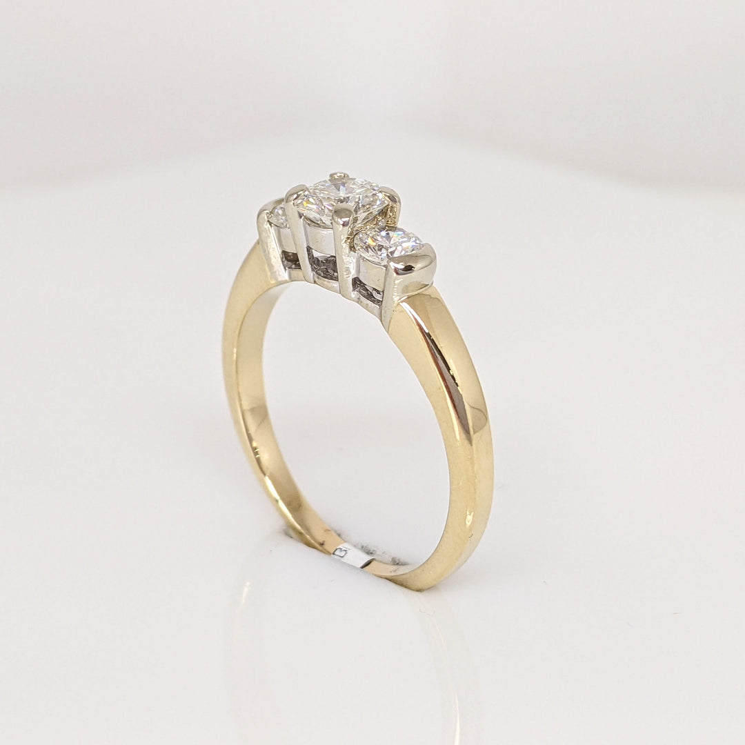 14K .88 CARAT TOTAL WEIGHT VS2 I DIAMOND ROUND (3) ESTATE TRINITY RING 3.4 GRAMS