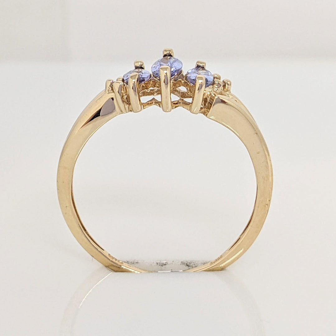 10K TANZANITE MARQUISE (3) WITH (2) MELEE ESTATE RING 1.5 GRAMS