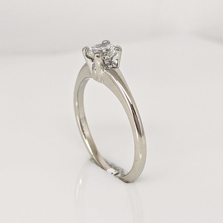 14K WHITE .47 CARAT TOTAL SI2 H DIAMOND ROUND ESTATE SOLITAIRE RING 2.5 GRAMS