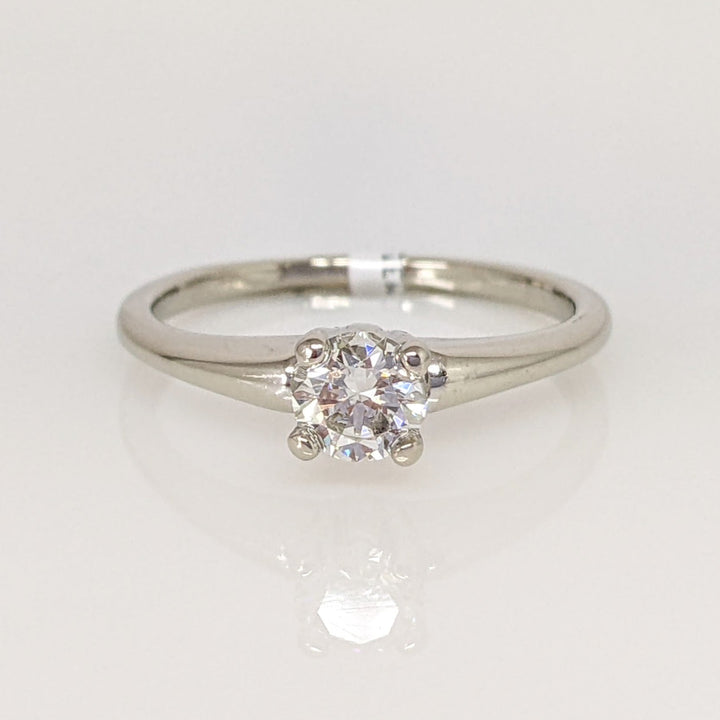 14K WHITE .47 CARAT TOTAL SI2 H DIAMOND ROUND ESTATE SOLITAIRE RING 2.5 GRAMS