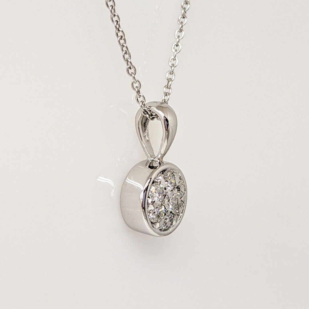 18K WHITE .21 CARAT TOTAL WEIGHT VS1 G DIAMOND ROUND (7) ESTATE CLUSTER PENDANT & CHAIN 2.8 GRAMS