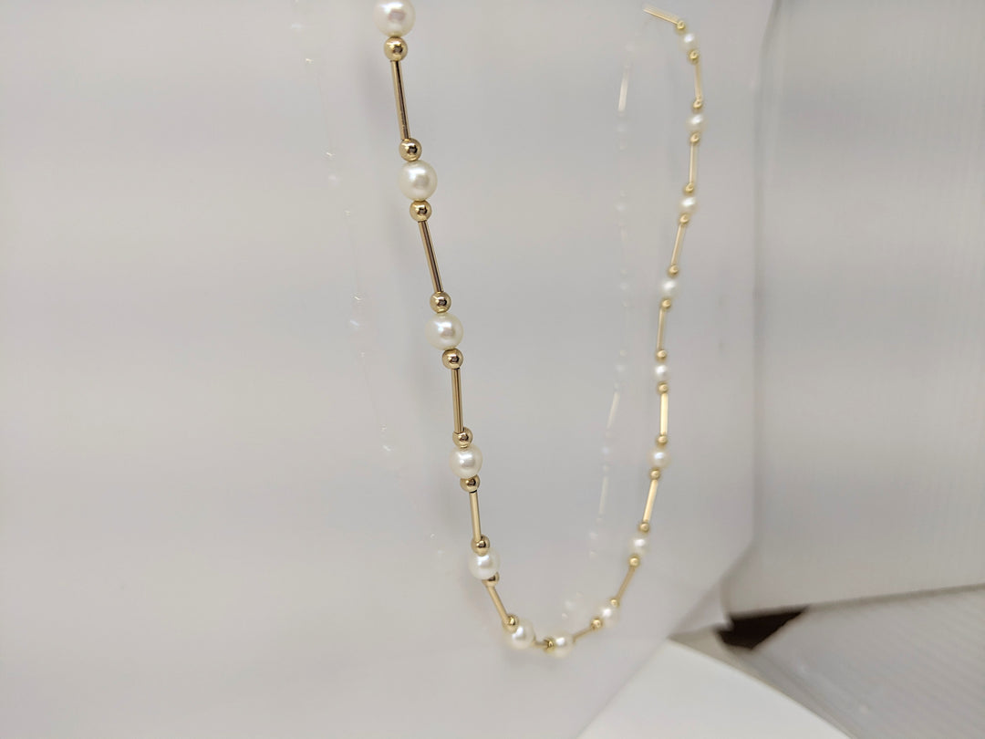 14K PEARL ROUND (31) GOLD LINK ESTATE NECKLACE & BRACELET SET 8.2 GRAMS