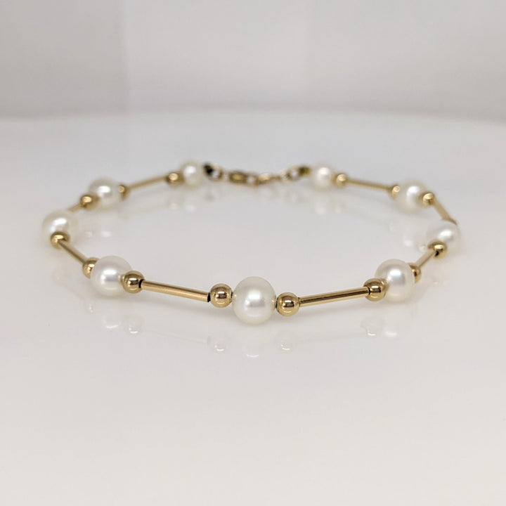 14K PEARL ROUND (31) GOLD LINK ESTATE NECKLACE & BRACELET SET 8.2 GRAMS