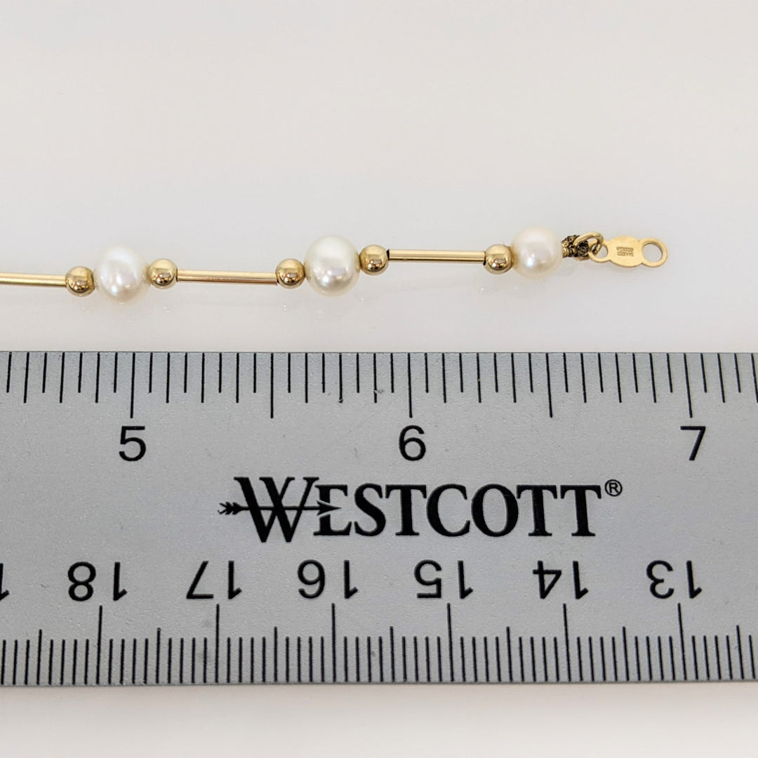 14K PEARL ROUND (31) GOLD LINK ESTATE NECKLACE & BRACELET SET 8.2 GRAMS