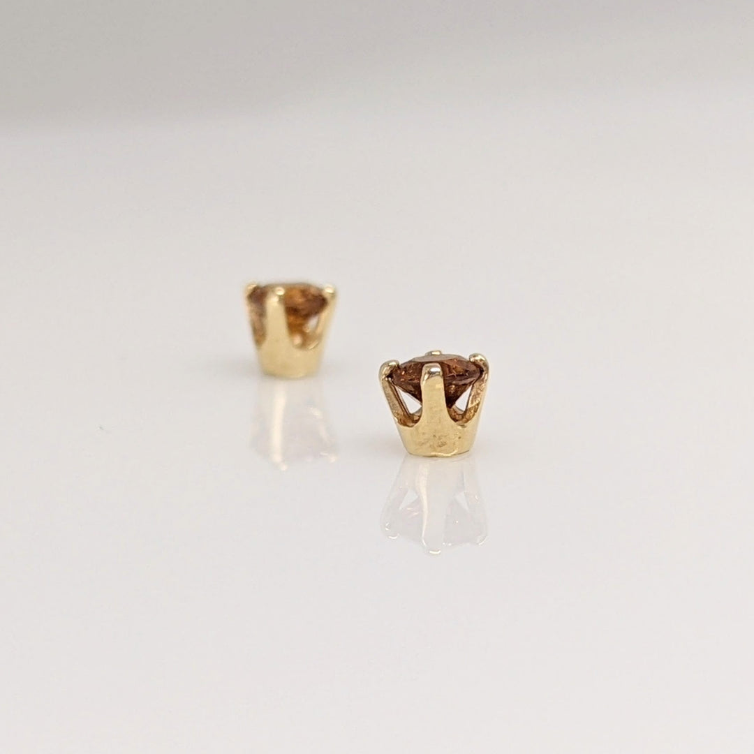 14K CITRINE ROUND 3MM ESTATE STUD EARRINGS 0.5 GRAMS