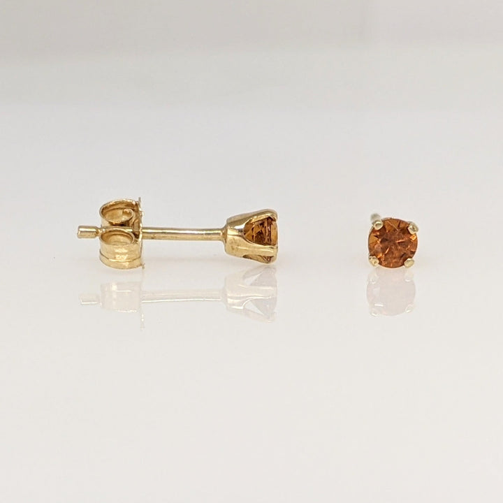 14K CITRINE ROUND 3MM ESTATE STUD EARRINGS 0.5 GRAMS