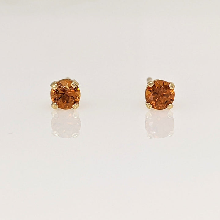 14K CITRINE ROUND 3MM ESTATE STUD EARRINGS 0.5 GRAMS