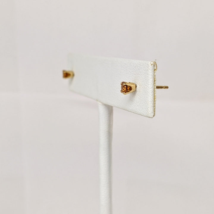 14K CITRINE ROUND 3MM ESTATE STUD EARRINGS 0.5 GRAMS