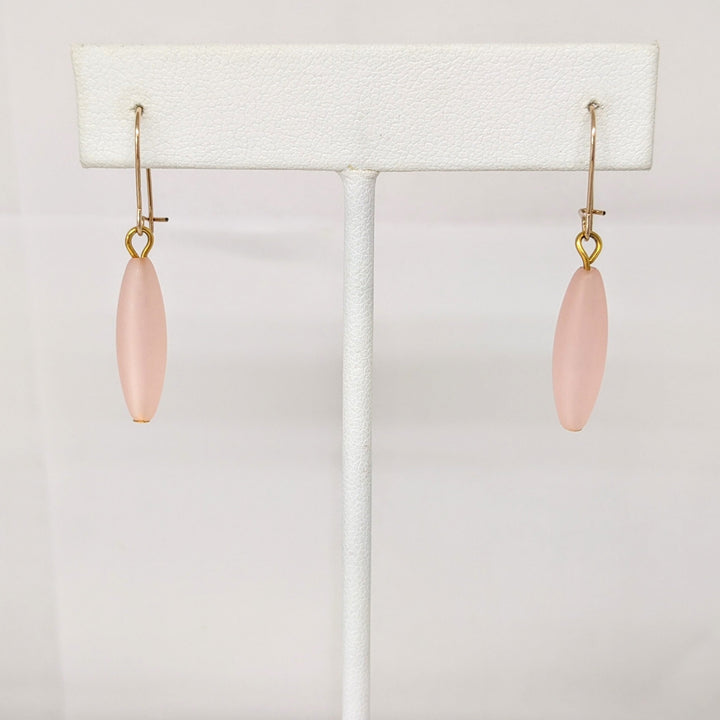 14K PINK SHELL DANGLE ESTATE EARRINGS 1.1 GRAMS