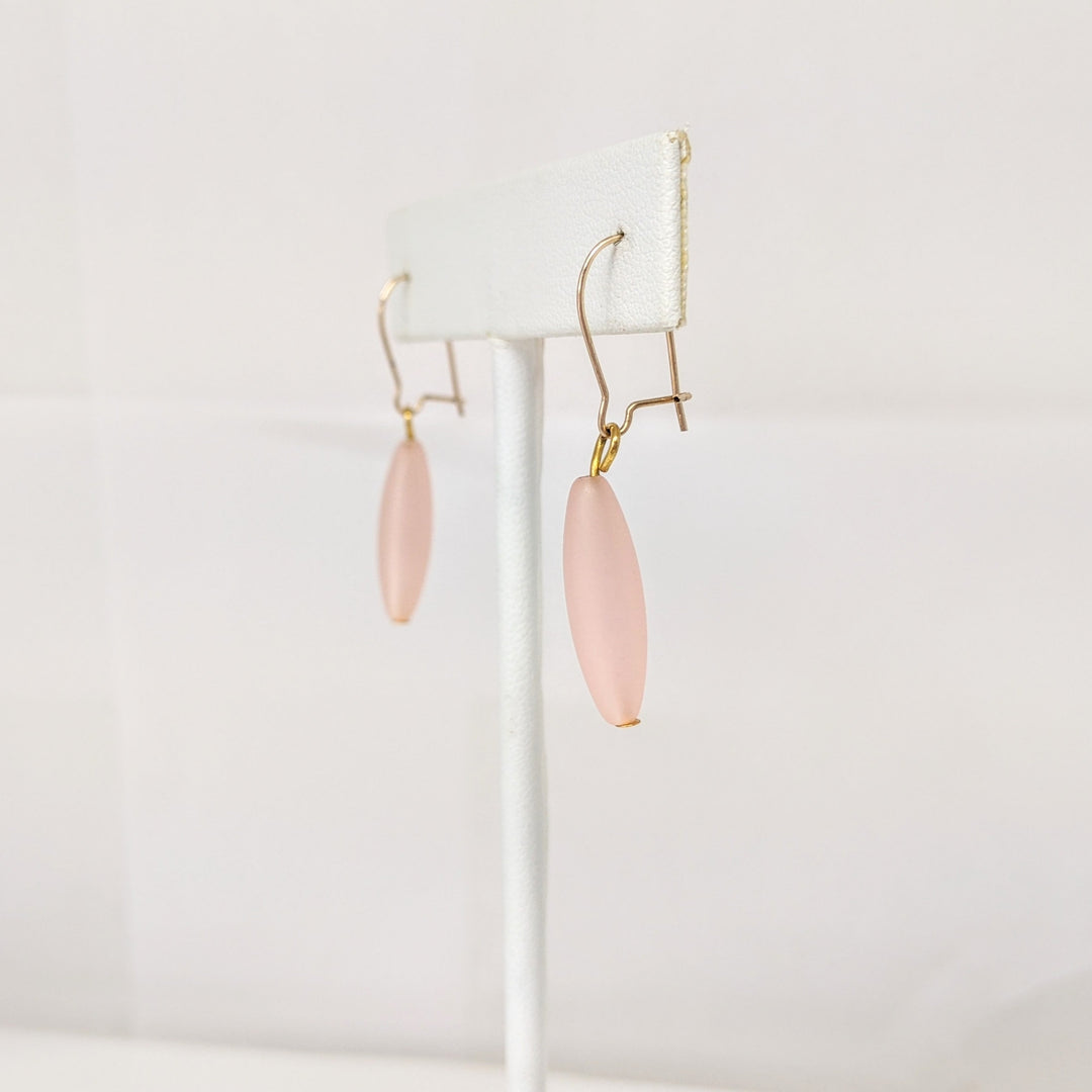 14K PINK SHELL DANGLE ESTATE EARRINGS 1.1 GRAMS