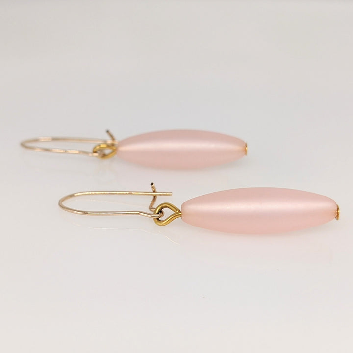 14K PINK SHELL DANGLE ESTATE EARRINGS 1.1 GRAMS