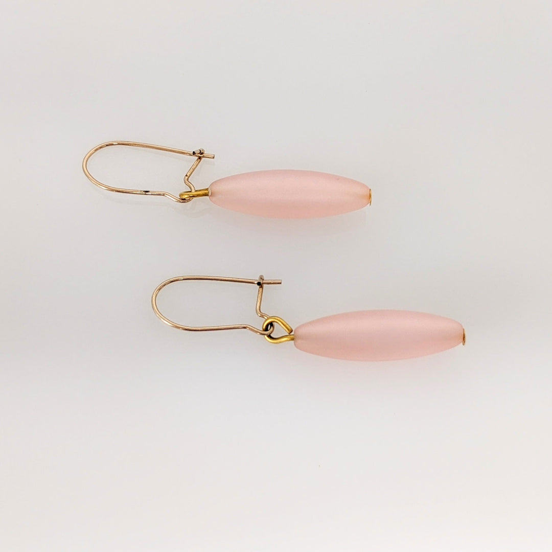 14K PINK SHELL DANGLE ESTATE EARRINGS 1.1 GRAMS