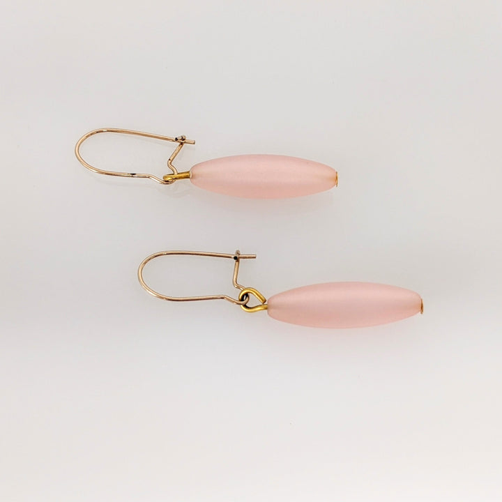 14K PINK SHELL DANGLE ESTATE EARRINGS 1.1 GRAMS