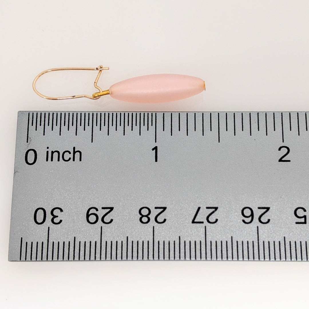 14K PINK SHELL DANGLE ESTATE EARRINGS 1.1 GRAMS