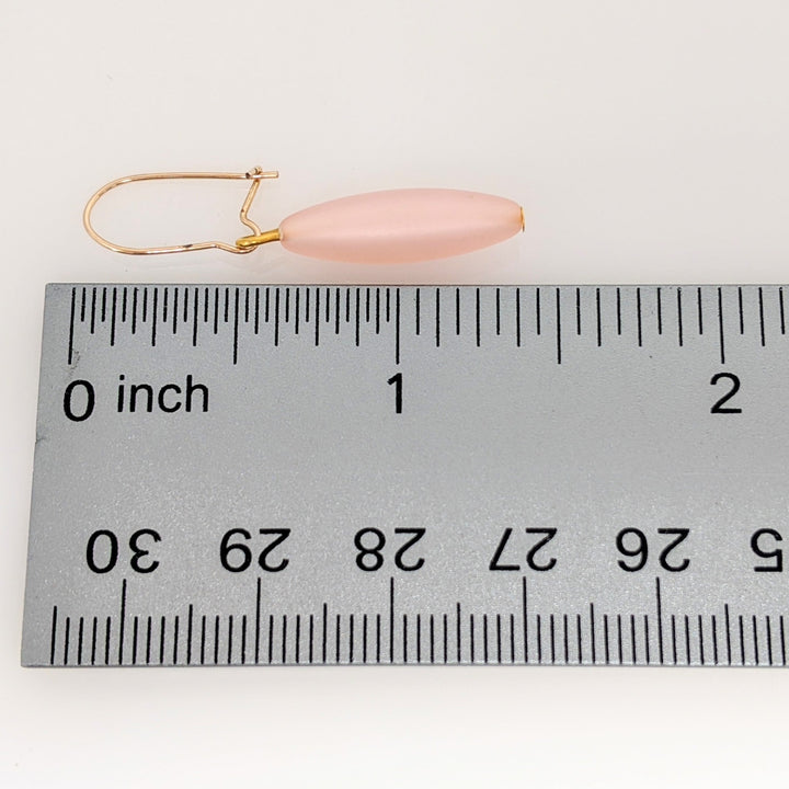 14K PINK SHELL DANGLE ESTATE EARRINGS 1.1 GRAMS