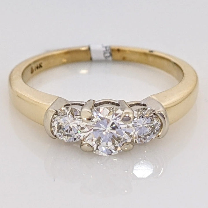 14K .88 CARAT TOTAL WEIGHT VS2 I DIAMOND ROUND (3) ESTATE TRINITY RING 3.4 GRAMS
