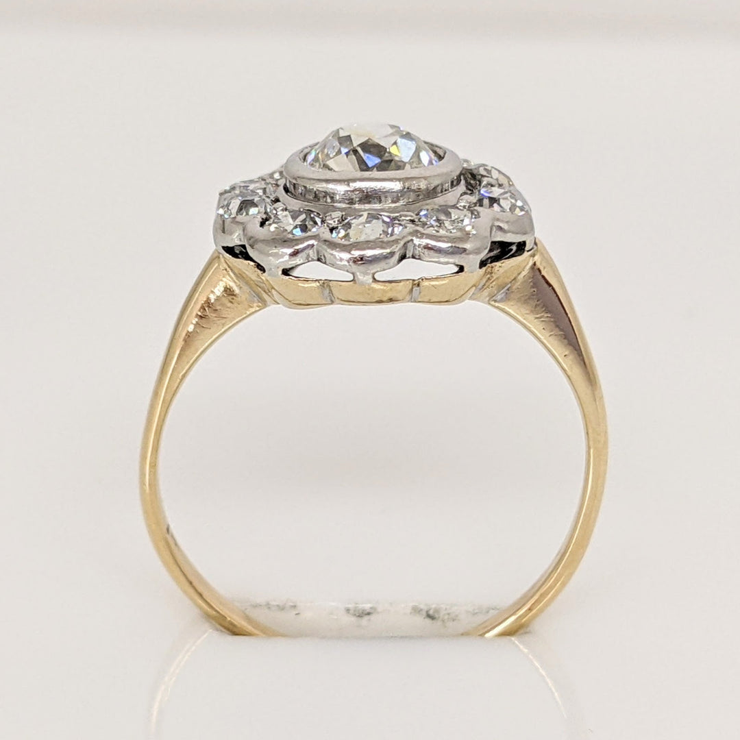 14K .85 CARAT TOTAL WEIGHT VS2 I DIAMOND ROUND (11) BEZEL FLORAL ESTATE RING 2.3 GRAMS