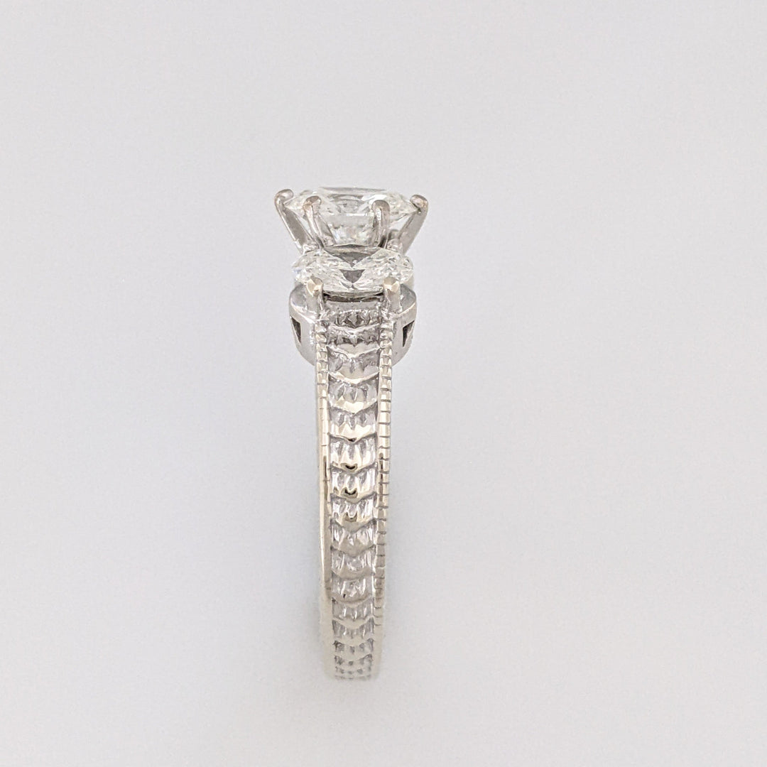 14K WHITE 1.80 CARAT TOTAL WEIGHT I1 I DIAMOND OVAL (3) ESTATE TRINITY RING 6.2 GRAMS