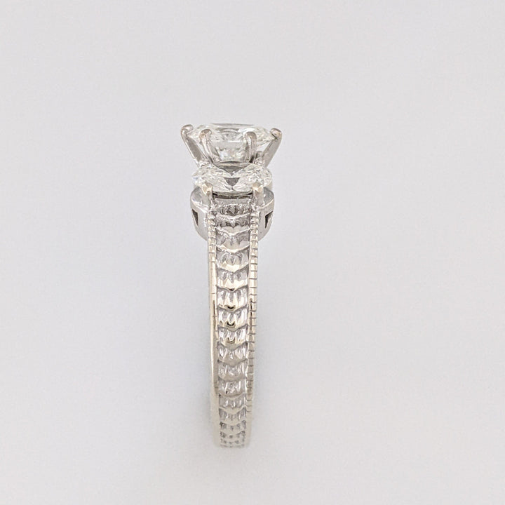 14K WHITE 1.80 CARAT TOTAL WEIGHT I1 I DIAMOND OVAL (3) ESTATE TRINITY RING 6.2 GRAMS