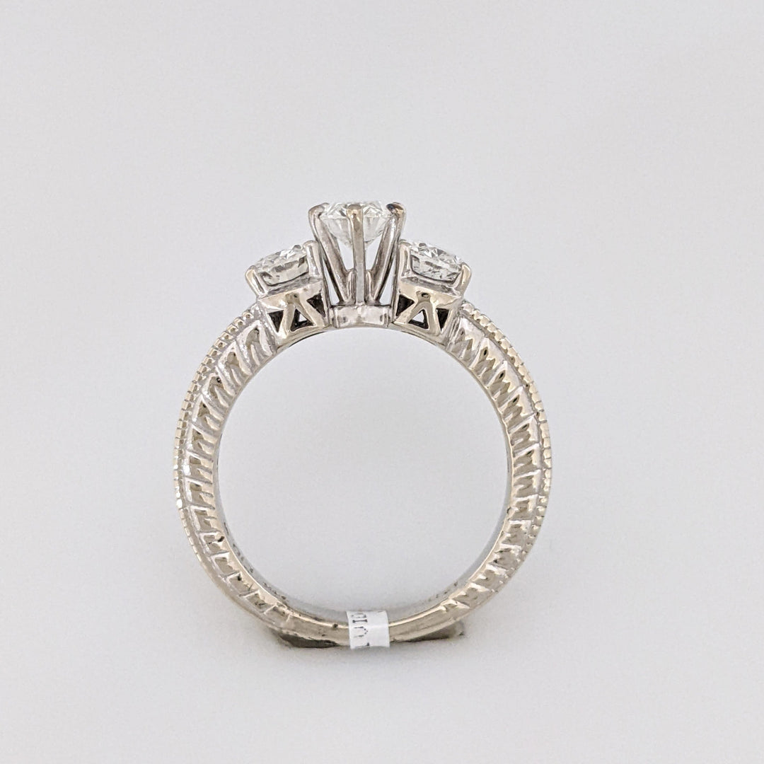 14K WHITE 1.80 CARAT TOTAL WEIGHT I1 I DIAMOND OVAL (3) ESTATE TRINITY RING 6.2 GRAMS