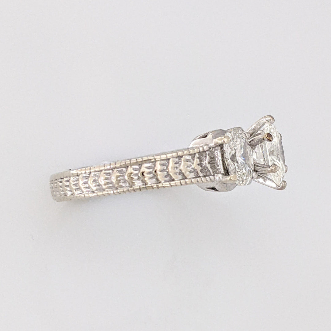 14K WHITE 1.80 CARAT TOTAL WEIGHT I1 I DIAMOND OVAL (3) ESTATE TRINITY RING 6.2 GRAMS
