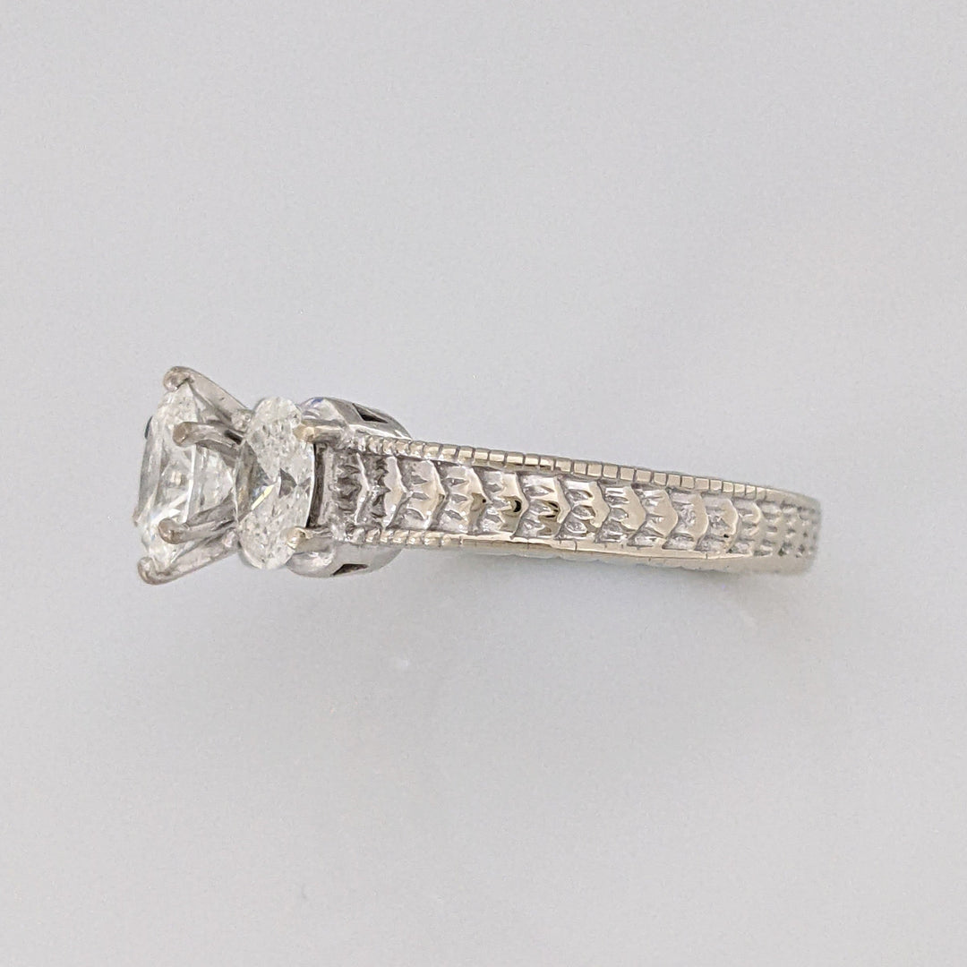 14K WHITE 1.80 CARAT TOTAL WEIGHT I1 I DIAMOND OVAL (3) ESTATE TRINITY RING 6.2 GRAMS