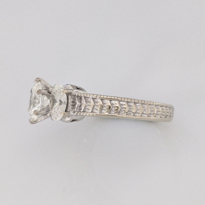 14K WHITE 1.80 CARAT TOTAL WEIGHT I1 I DIAMOND OVAL (3) ESTATE TRINITY RING 6.2 GRAMS