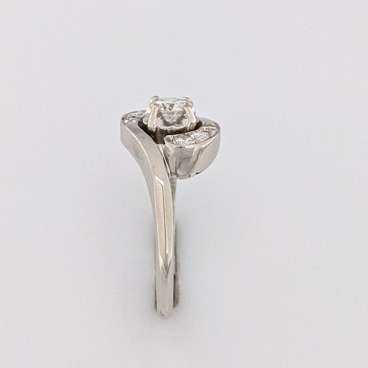 14K WHITE .50 CARAT TOTAL WEIGHT SI2 J DIAMOND ROUND (7) BYPASS ESTATE RING 3.7 GRAMS