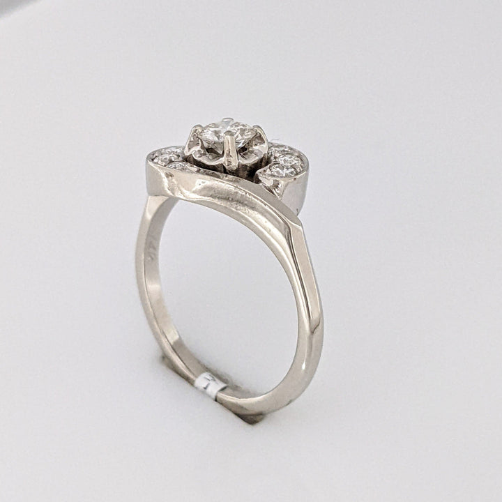14K WHITE .50 CARAT TOTAL WEIGHT SI2 J DIAMOND ROUND (7) BYPASS ESTATE RING 3.7 GRAMS