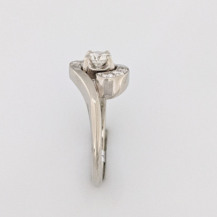 14K WHITE .50 CARAT TOTAL WEIGHT SI2 J DIAMOND ROUND (7) BYPASS ESTATE RING 3.7 GRAMS