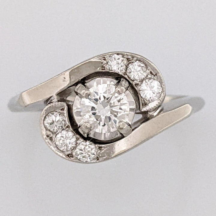 14K WHITE .50 CARAT TOTAL WEIGHT SI2 J DIAMOND ROUND (7) BYPASS ESTATE RING 3.7 GRAMS