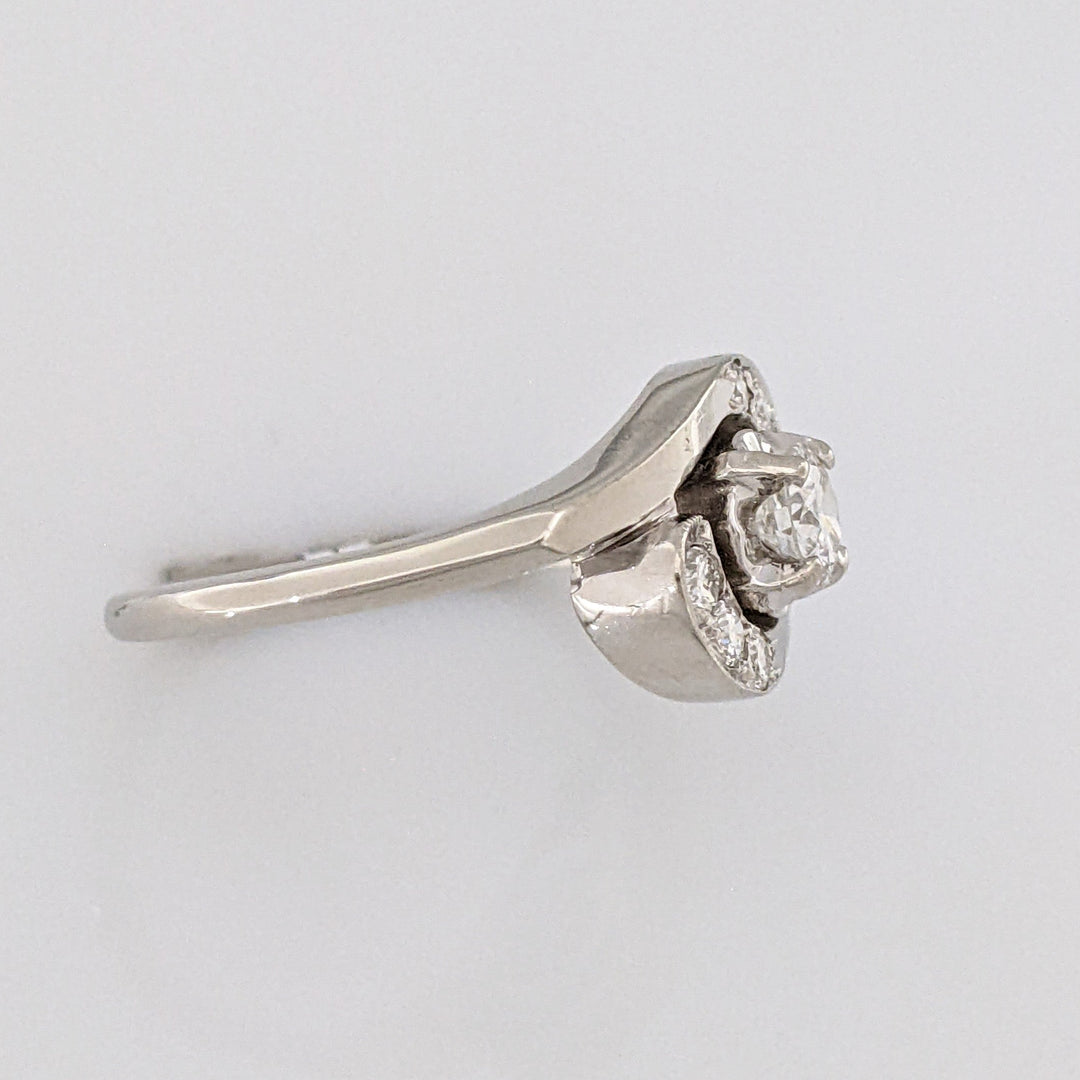 14K WHITE .50 CARAT TOTAL WEIGHT SI2 J DIAMOND ROUND (7) BYPASS ESTATE RING 3.7 GRAMS