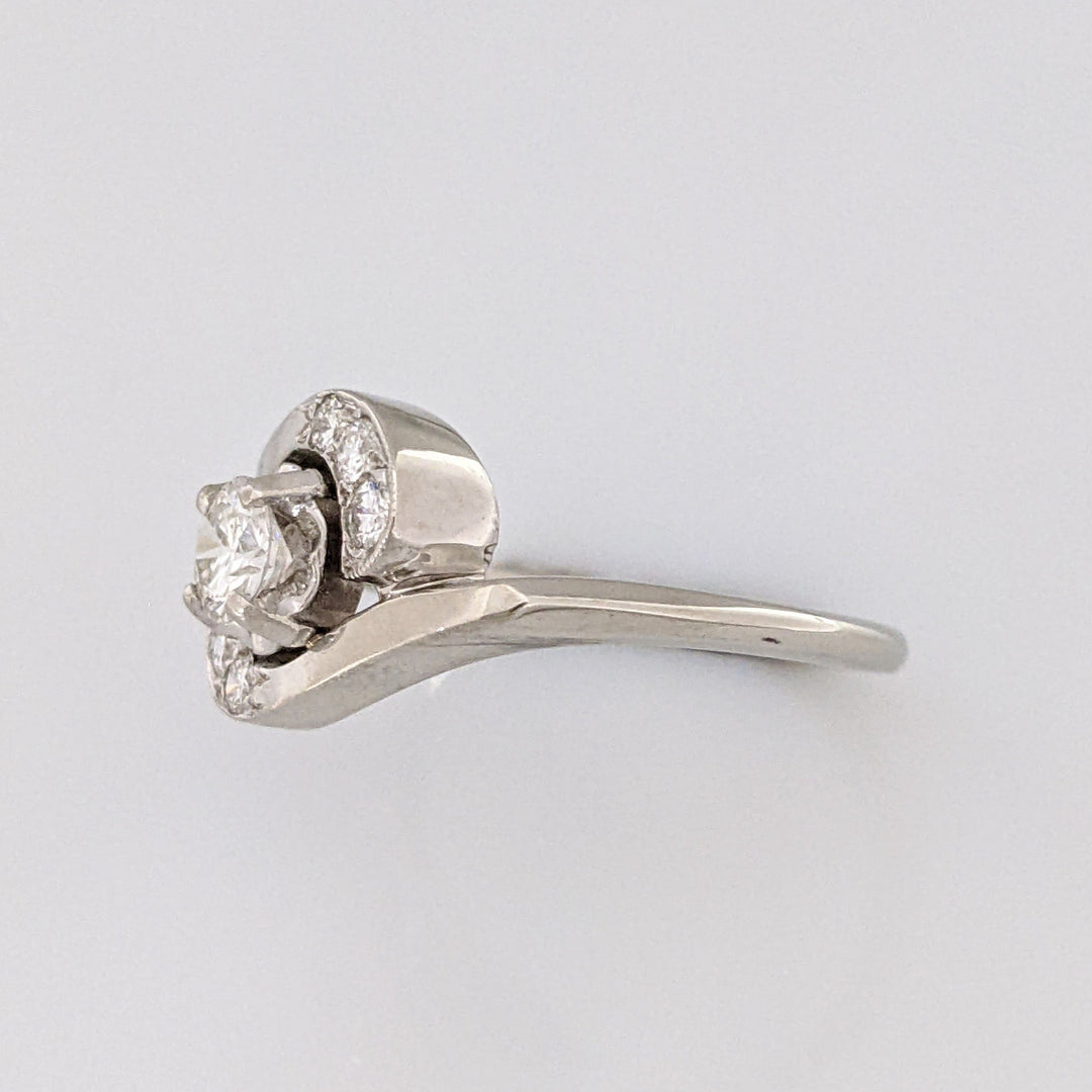 14K WHITE .50 CARAT TOTAL WEIGHT SI2 J DIAMOND ROUND (7) BYPASS ESTATE RING 3.7 GRAMS