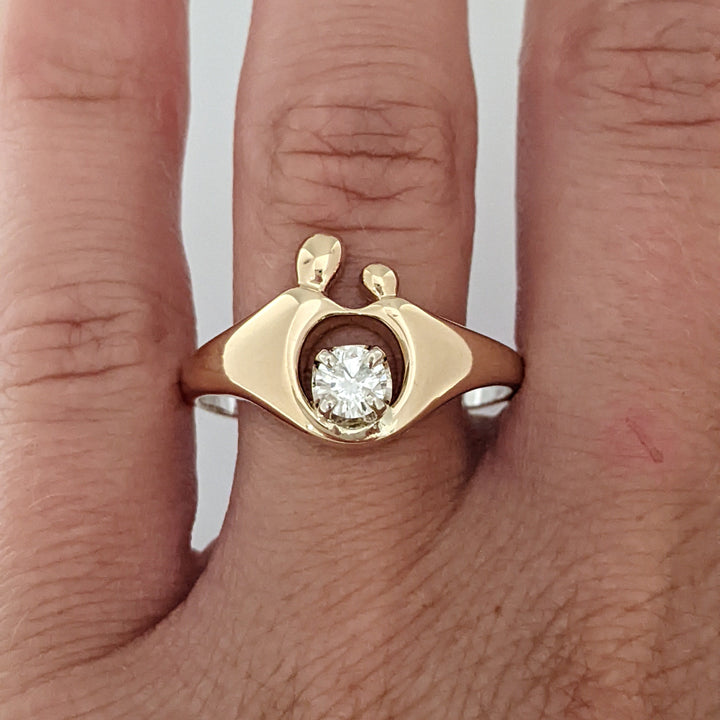 14K .30 CARAT TOTAL I1 J DIAMOND ROUND MOTHER/CHILD ESTATE RING 4.1 GRAMS