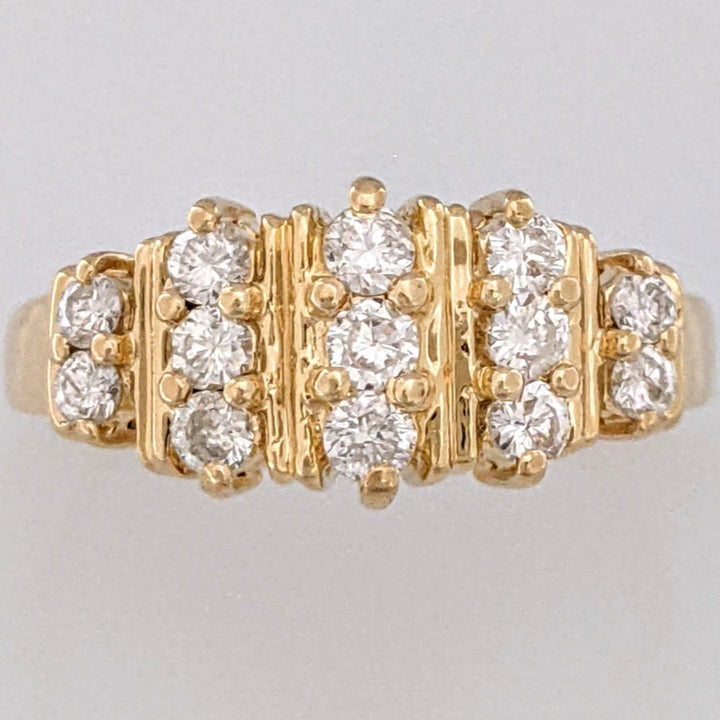 14K .51 CARAT TOTAL WEIGHT SI2-I1 H DIAMOND ROUND (15) 5-ROW ESTATE BAND 4.6 GRAMS
