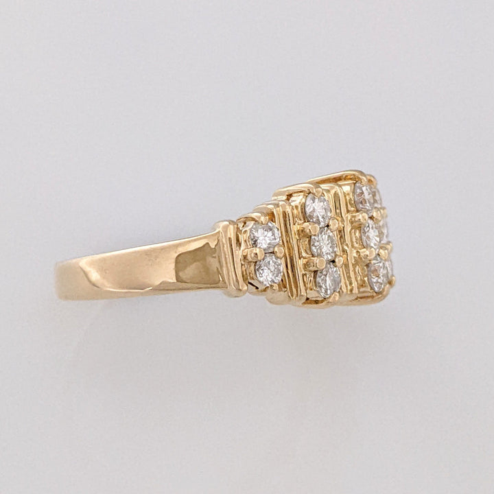 14K .51 CARAT TOTAL WEIGHT SI2-I1 H DIAMOND ROUND (15) 5-ROW ESTATE BAND 4.6 GRAMS