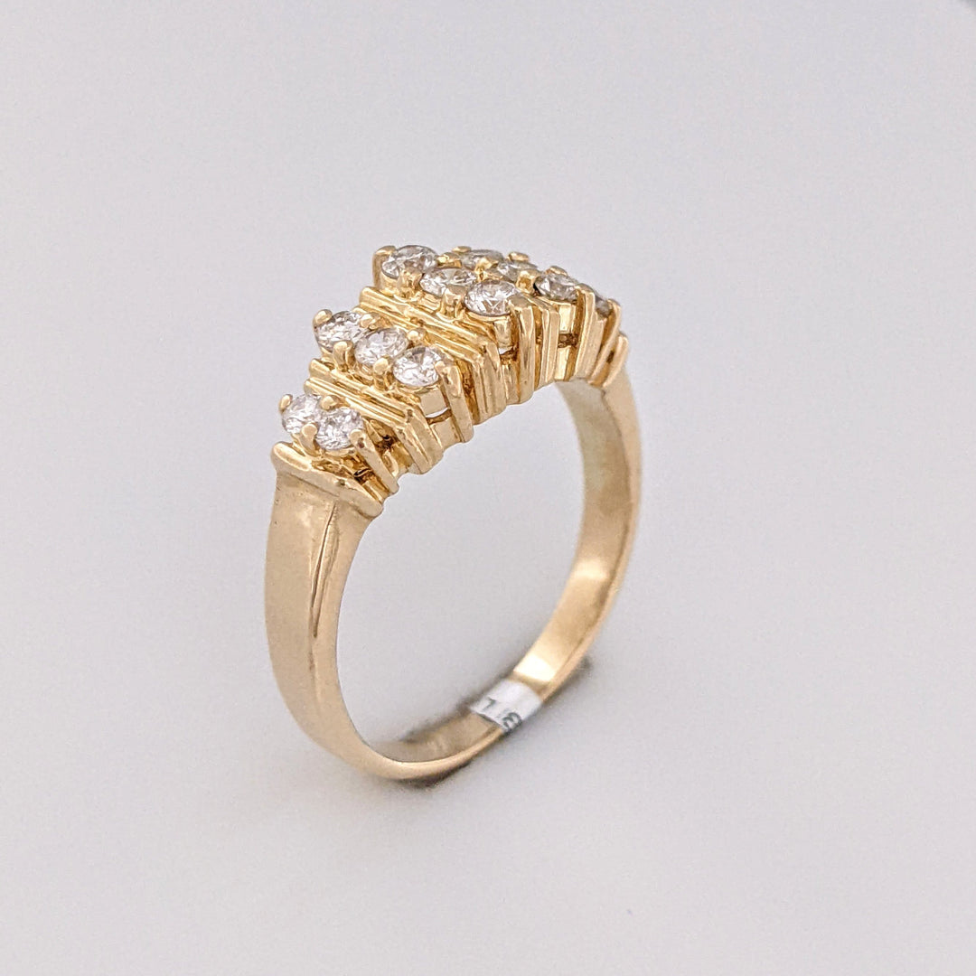 14K .51 CARAT TOTAL WEIGHT SI2-I1 H DIAMOND ROUND (15) 5-ROW ESTATE BAND 4.6 GRAMS