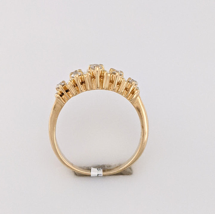 14K .51 CARAT TOTAL WEIGHT SI2-I1 H DIAMOND ROUND (15) 5-ROW ESTATE BAND 4.6 GRAMS