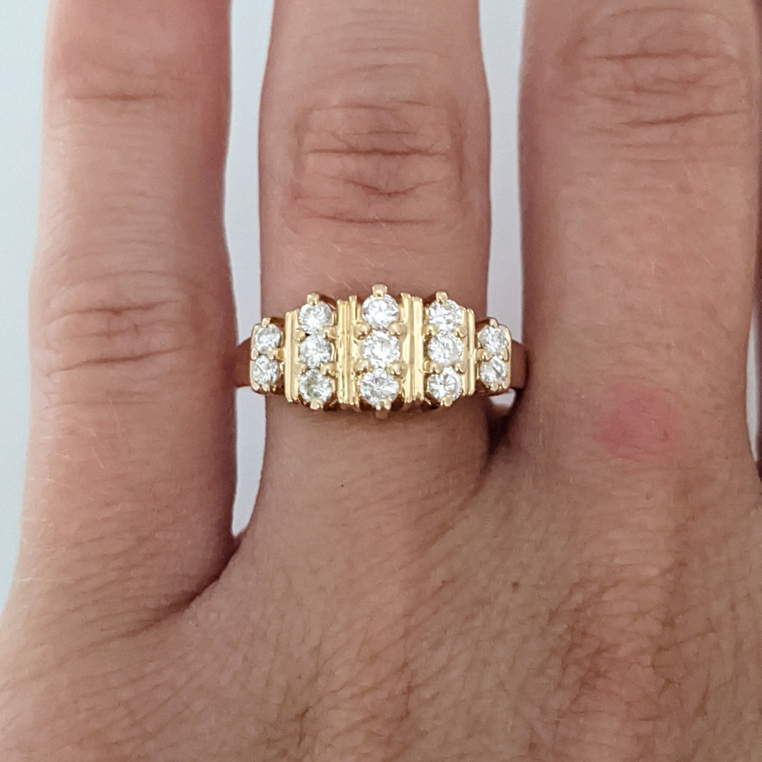 14K .51 CARAT TOTAL WEIGHT SI2-I1 H DIAMOND ROUND (15) 5-ROW ESTATE BAND 4.6 GRAMS