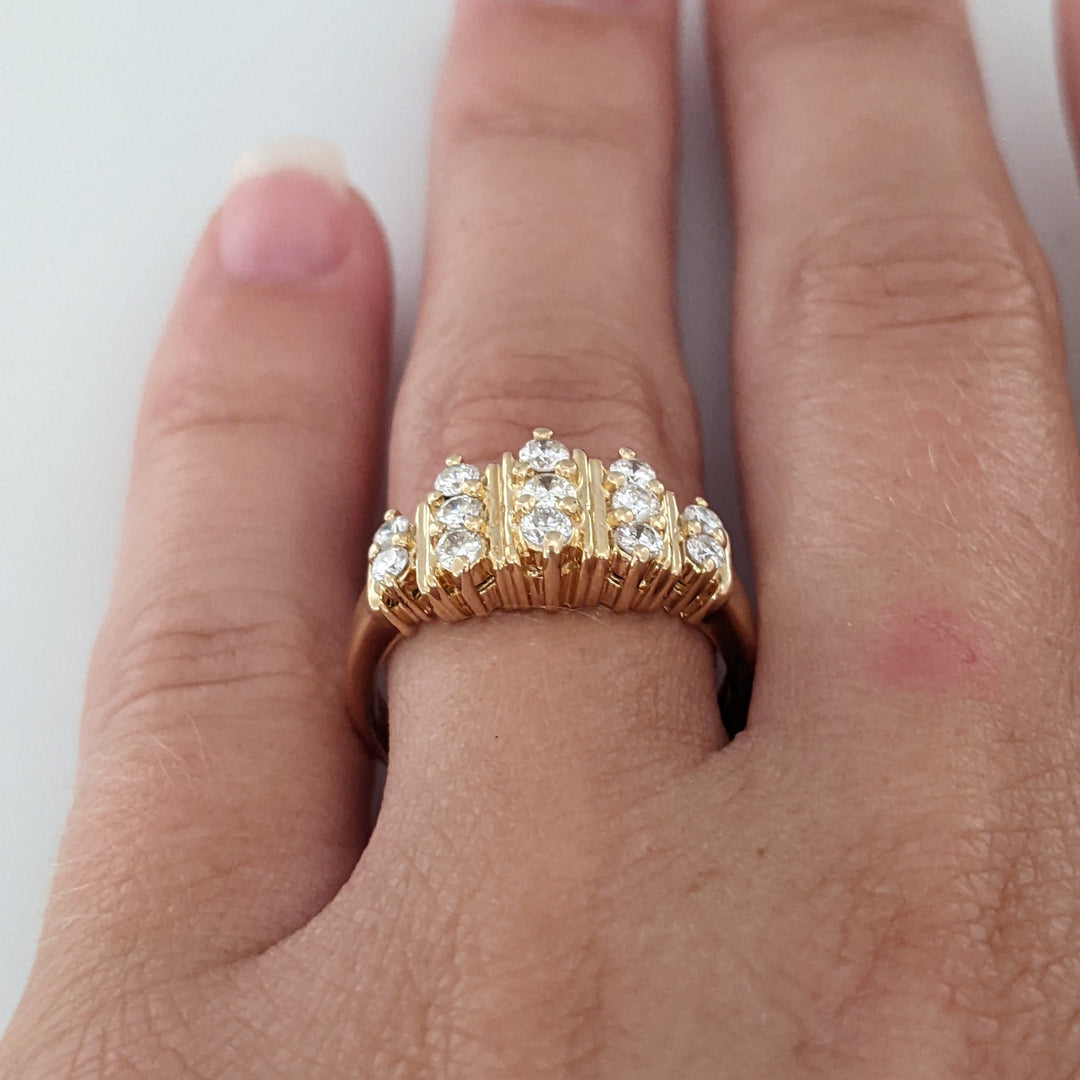 14K .51 CARAT TOTAL WEIGHT SI2-I1 H DIAMOND ROUND (15) 5-ROW ESTATE BAND 4.6 GRAMS
