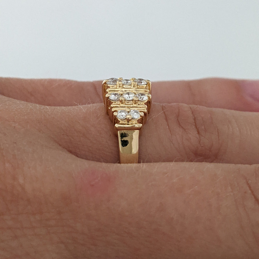 14K .51 CARAT TOTAL WEIGHT SI2-I1 H DIAMOND ROUND (15) 5-ROW ESTATE BAND 4.6 GRAMS