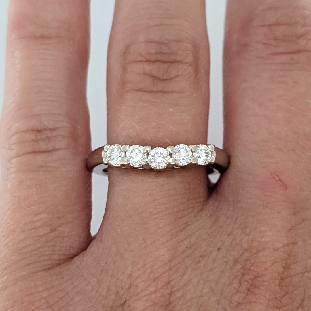 14K WHITE .50 CARAT TOTAL WEIGHT SI2 H DIAMOND ROUND (5) ESTATE BAND 4.0 GRAMS