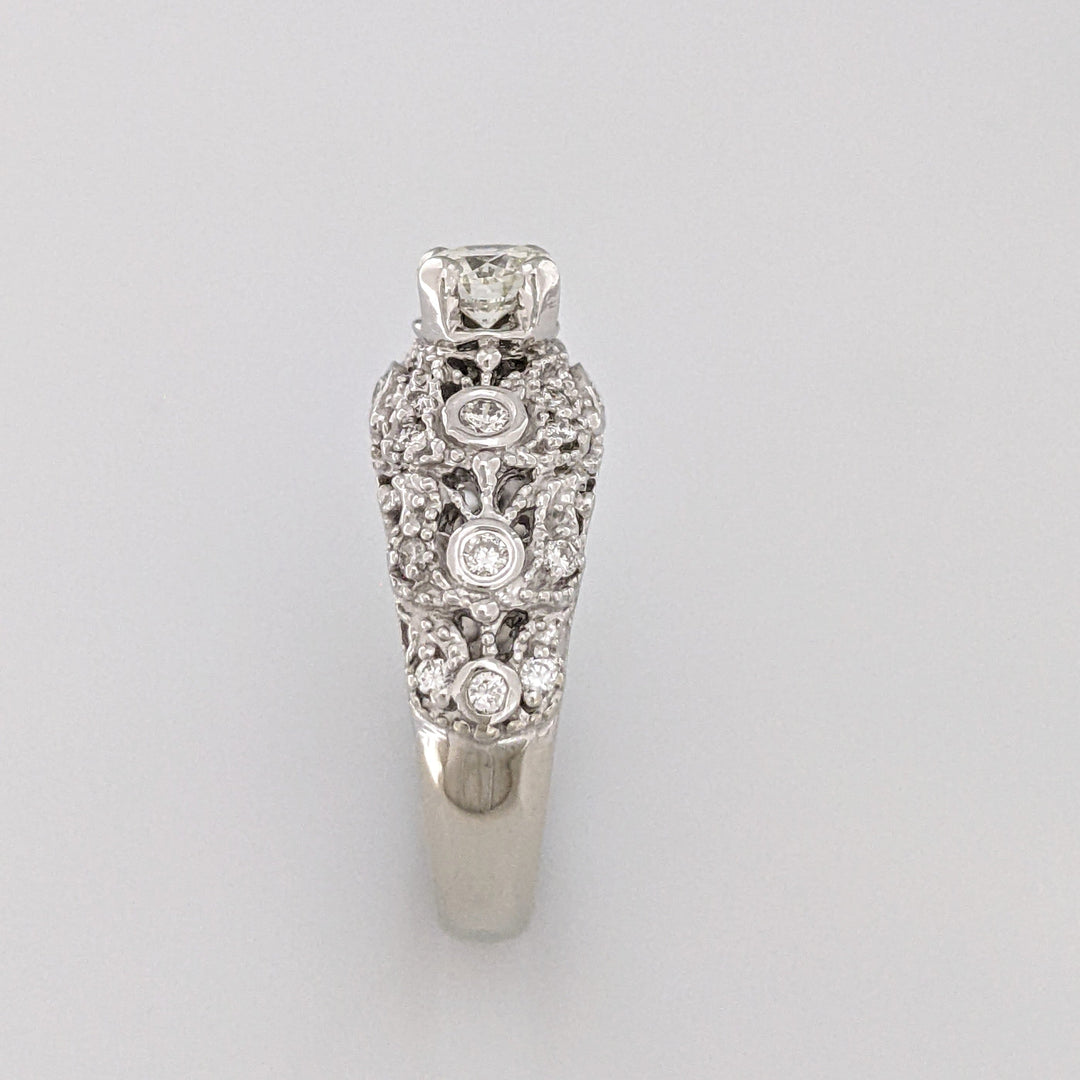 14k WHITE .93 CARAT TOTAL WEIGHT VS2 L DIAMOND ROUND (25) ESTATE RING 6.9 GRAMS