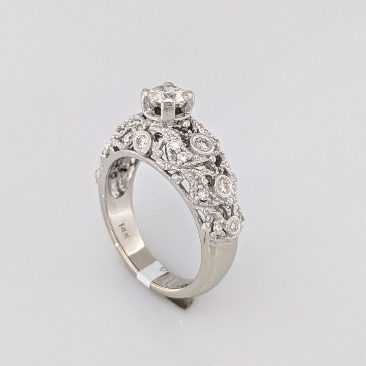 14k WHITE .93 CARAT TOTAL WEIGHT VS2 L DIAMOND ROUND (25) ESTATE RING 6.9 GRAMS